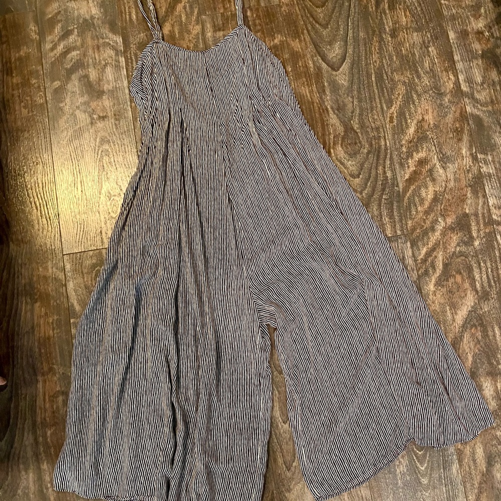 Saturday Sunday brand Jumpsuit Navy and White Wide-Leg